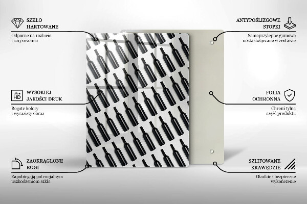 Steklena podloga za rezanje Steklenice črnega vina