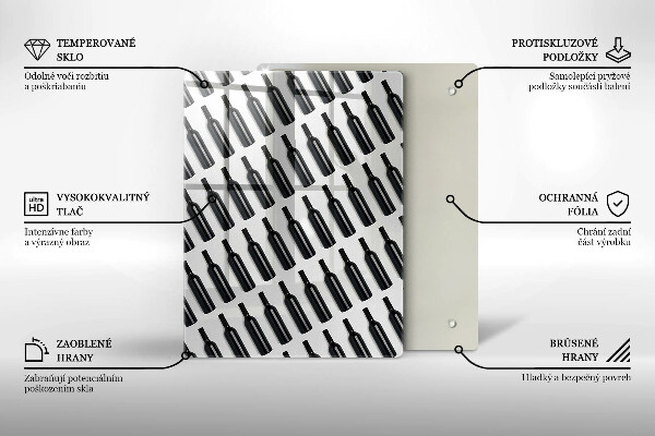 Steklena podloga za rezanje Steklenice črnega vina