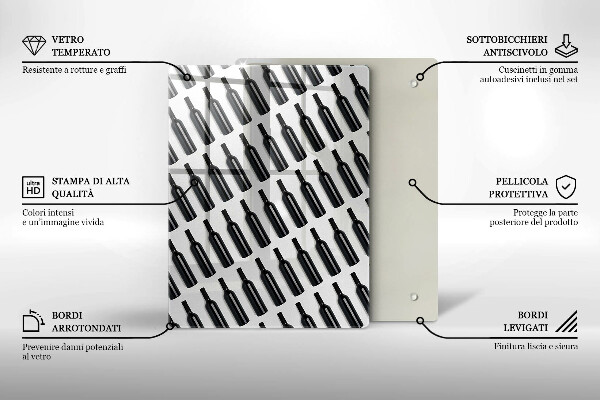 Steklena podloga za rezanje Steklenice črnega vina