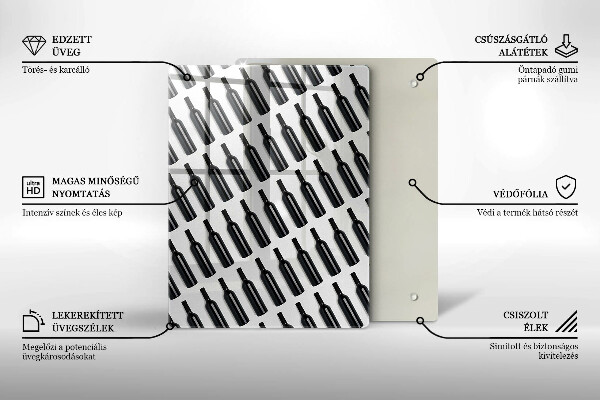 Steklena podloga za rezanje Steklenice črnega vina