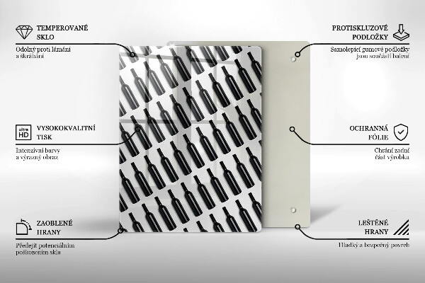 Steklena podloga za rezanje Steklenice črnega vina