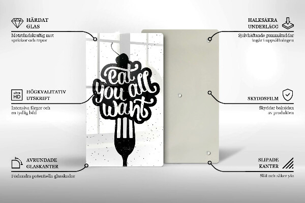 Steklena podloga za rezanje Eat all you want