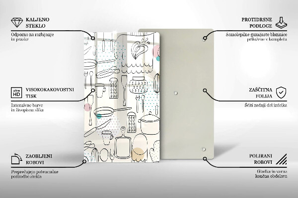 Steklena podloga za rezanje Kuhinjski dodatki
