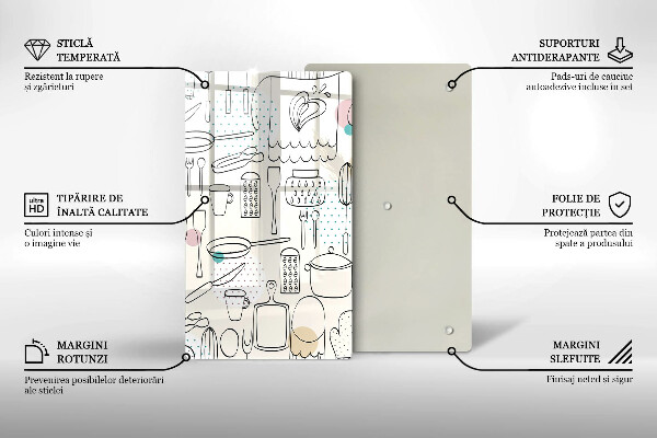 Steklena podloga za rezanje Kuhinjski dodatki