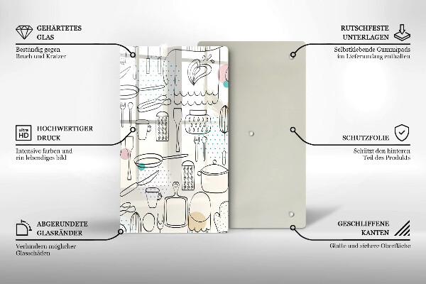 Steklena podloga za rezanje Kuhinjski dodatki