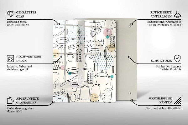 Steklena podloga za rezanje Kuhinjski dodatki