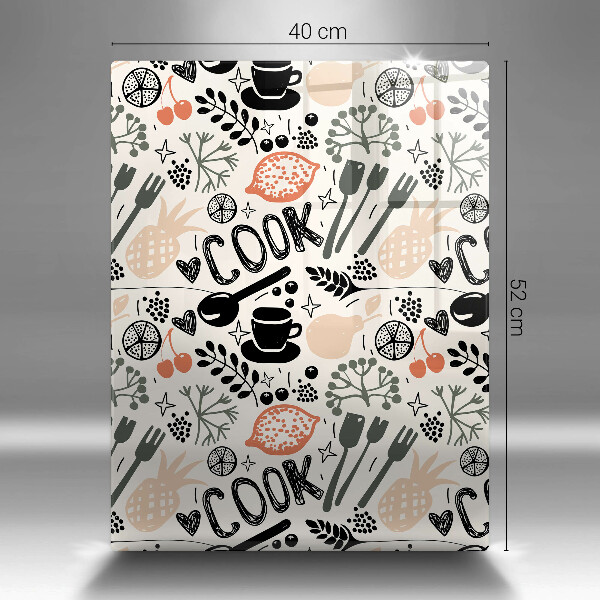 Steklena podloga za rezanje Motiv risane kuhinje