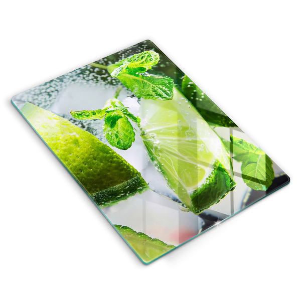 Steklena podloga za rezanje Voda z limeto in ledom