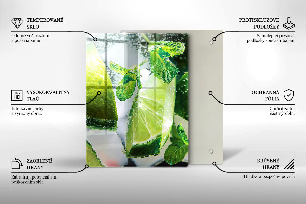 Steklena podloga za rezanje Voda z limeto in ledom