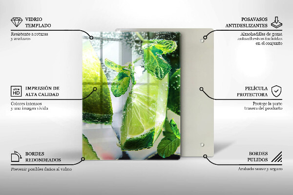 Steklena podloga za rezanje Voda z limeto in ledom