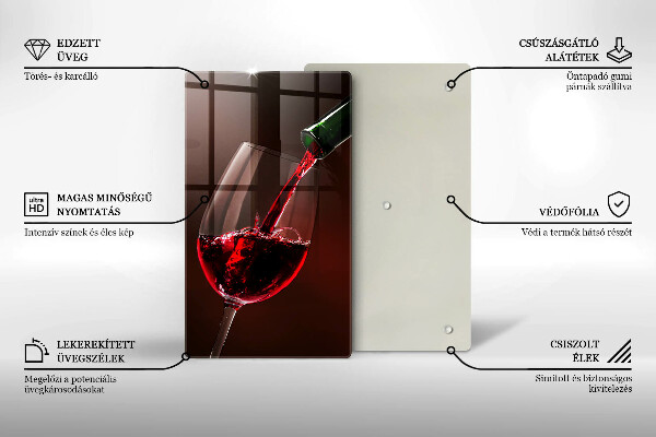 Steklena podloga za rezanje Kozarec vina