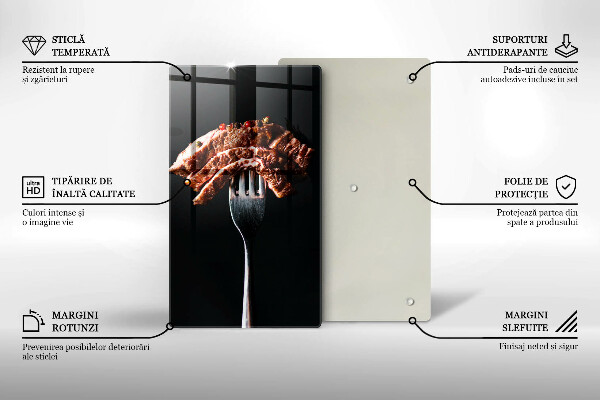 Steklena podloga za rezanje Meso na vilicah