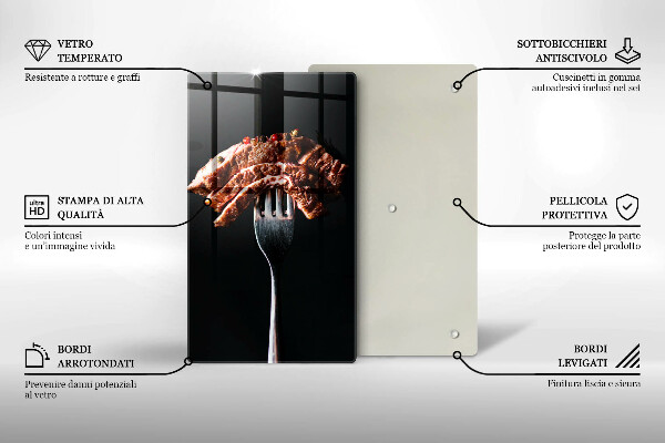 Steklena podloga za rezanje Meso na vilicah