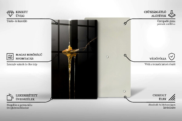 Steklena podloga za rezanje Čajna žlička medu