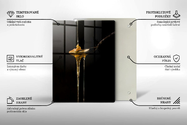 Steklena podloga za rezanje Čajna žlička medu