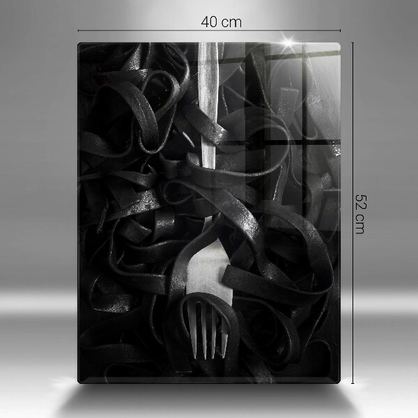 Steklena podloga za rezanje Črne testenine in vilice