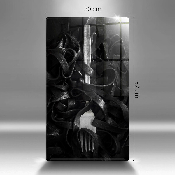 Steklena podloga za rezanje Črne testenine in vilice