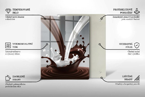 Steklena podloga za rezanje Mleko in čokolada