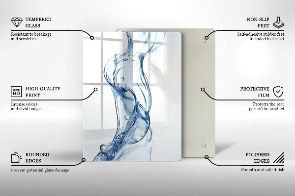 Steklena podloga za rezanje Čisto vodo