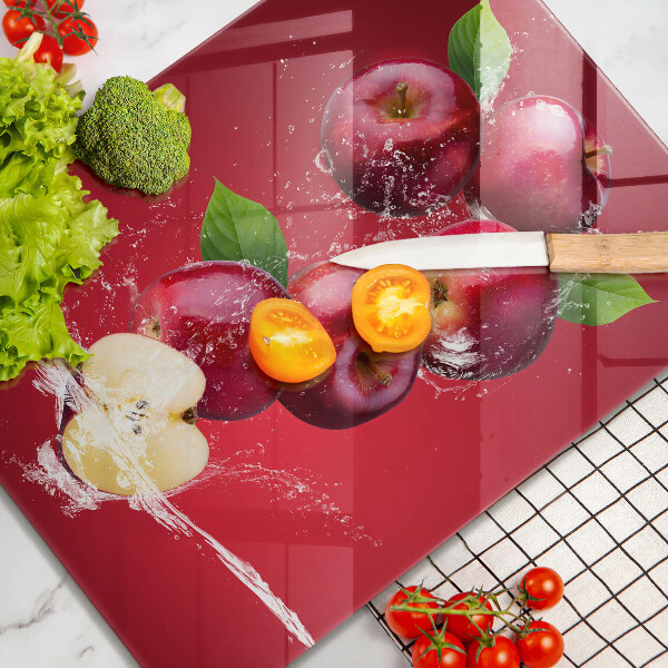 Steklena podloga za rezanje Sočna jabolka v vodi