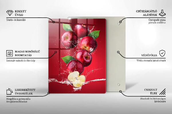 Steklena podloga za rezanje Sočna jabolka v vodi