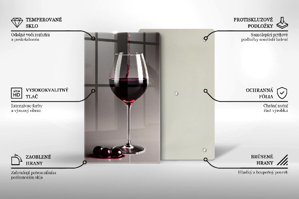 Steklena podloga za rezanje Kozarec in grozdje