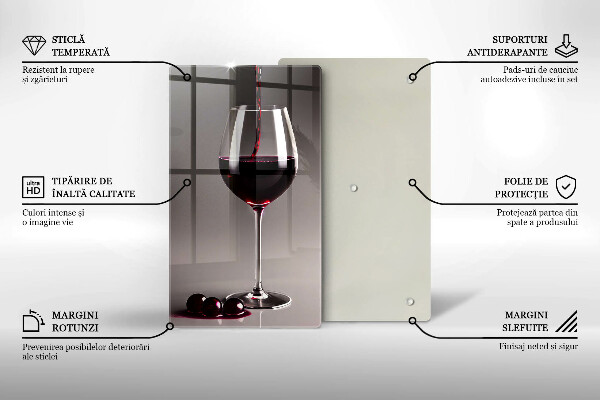 Steklena podloga za rezanje Kozarec in grozdje