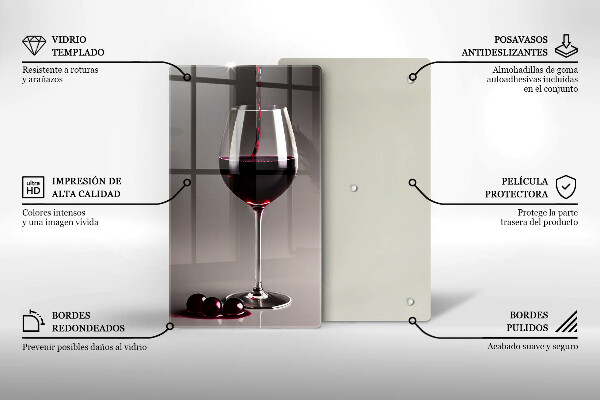 Steklena podloga za rezanje Kozarec in grozdje