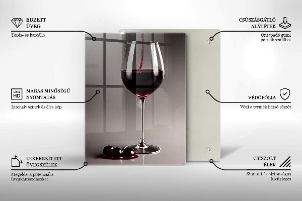 Steklena podloga za rezanje Kozarec in grozdje
