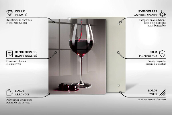 Steklena podloga za rezanje Kozarec in grozdje