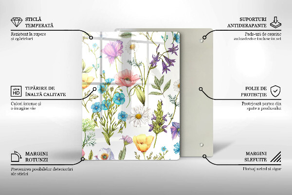 Steklena podloga za rezanje Ilustracija rož