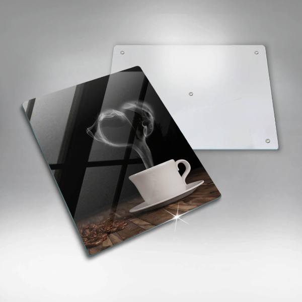 Steklena podloga za rezanje Kavna skodelica srce