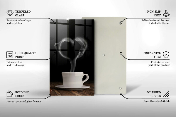 Steklena podloga za rezanje Kavna skodelica srce