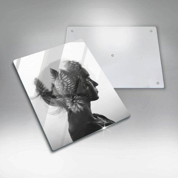 Steklena podloga za rezanje Ženska in gozd