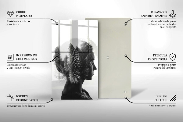 Steklena podloga za rezanje Ženska in gozd