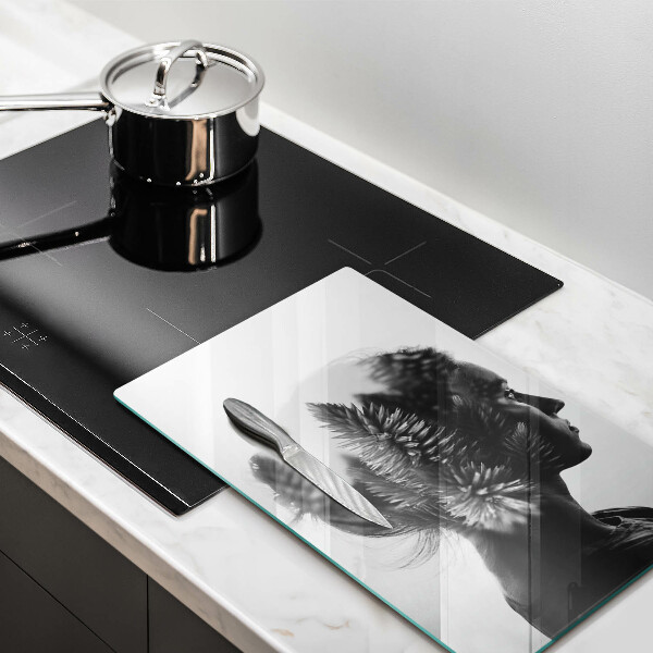 Steklena podloga za rezanje Ženska in gozd