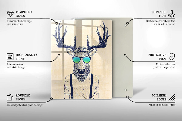 Steklena podloga za rezanje Ilustracija moža jelena