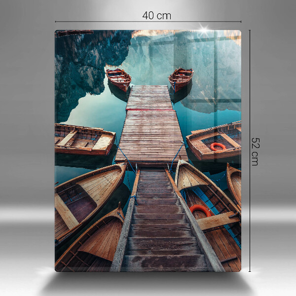 Steklena podloga za rezanje Čolni na jezeru