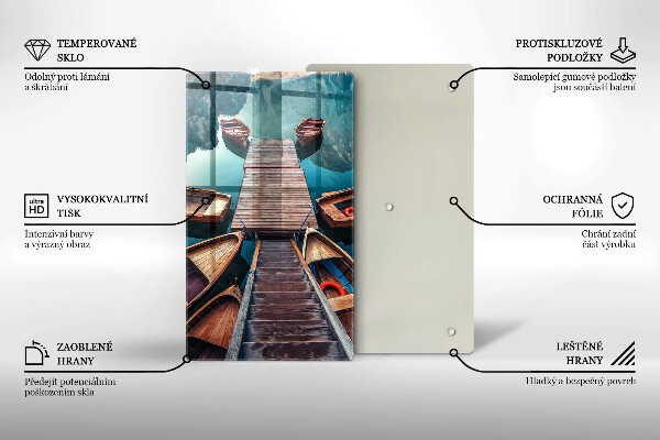 Steklena podloga za rezanje Čolni na jezeru