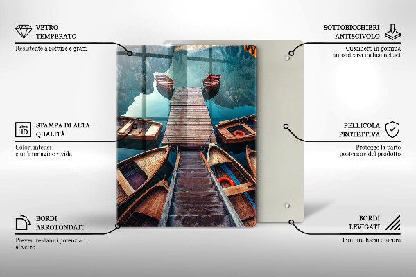 Steklena podloga za rezanje Čolni na jezeru