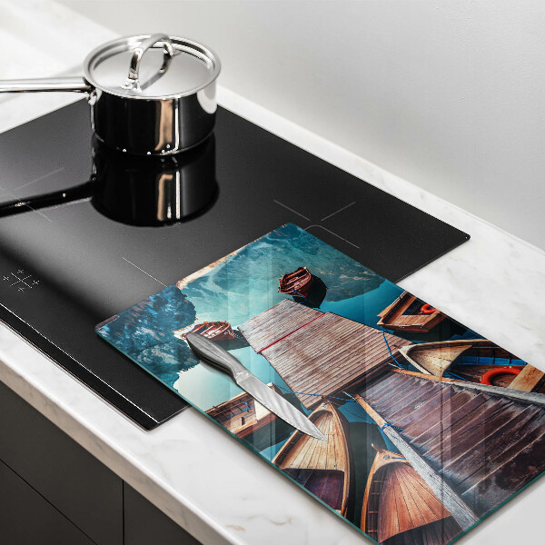 Steklena podloga za rezanje Čolni na jezeru