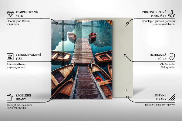 Steklena podloga za rezanje Čolni na jezeru