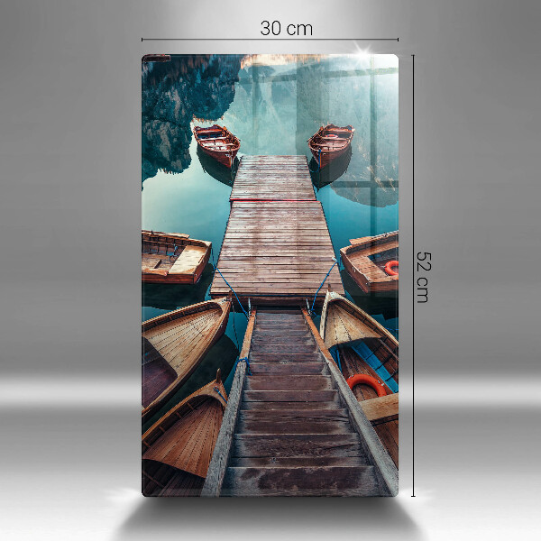 Steklena podloga za rezanje Čolni na jezeru