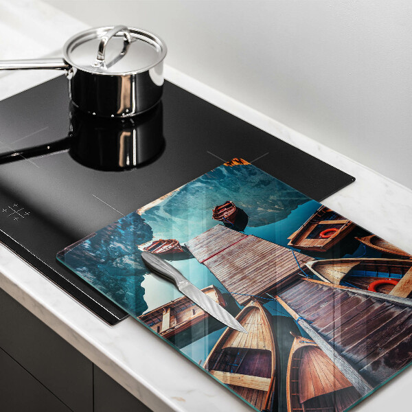 Steklena podloga za rezanje Čolni na jezeru