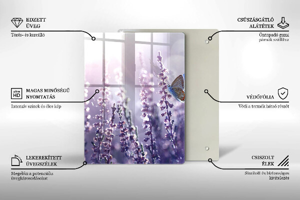 Steklena podloga za rezanje Divje rože in metulj