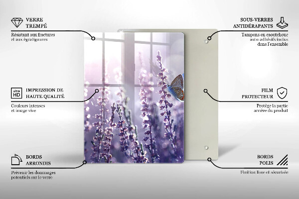 Steklena podloga za rezanje Divje rože in metulj