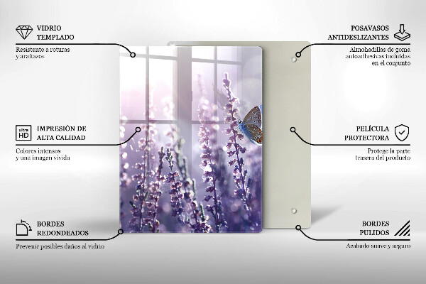 Steklena podloga za rezanje Divje rože in metulj