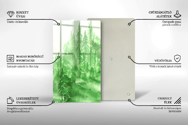 Steklena podloga za rezanje Slikan gozd