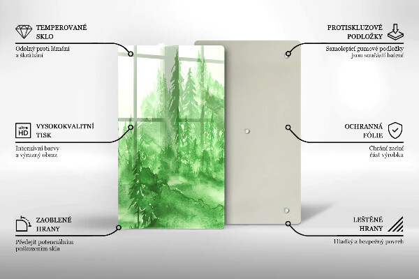 Steklena podloga za rezanje Slikan gozd