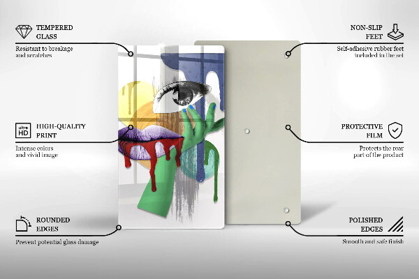 Steklena podloga za rezanje Umetniški abstraktni kolaž